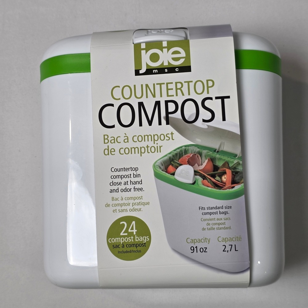 Joie MSC Countertop Compost Bin 91oz Odor Free 24 Bags Included Easy Open